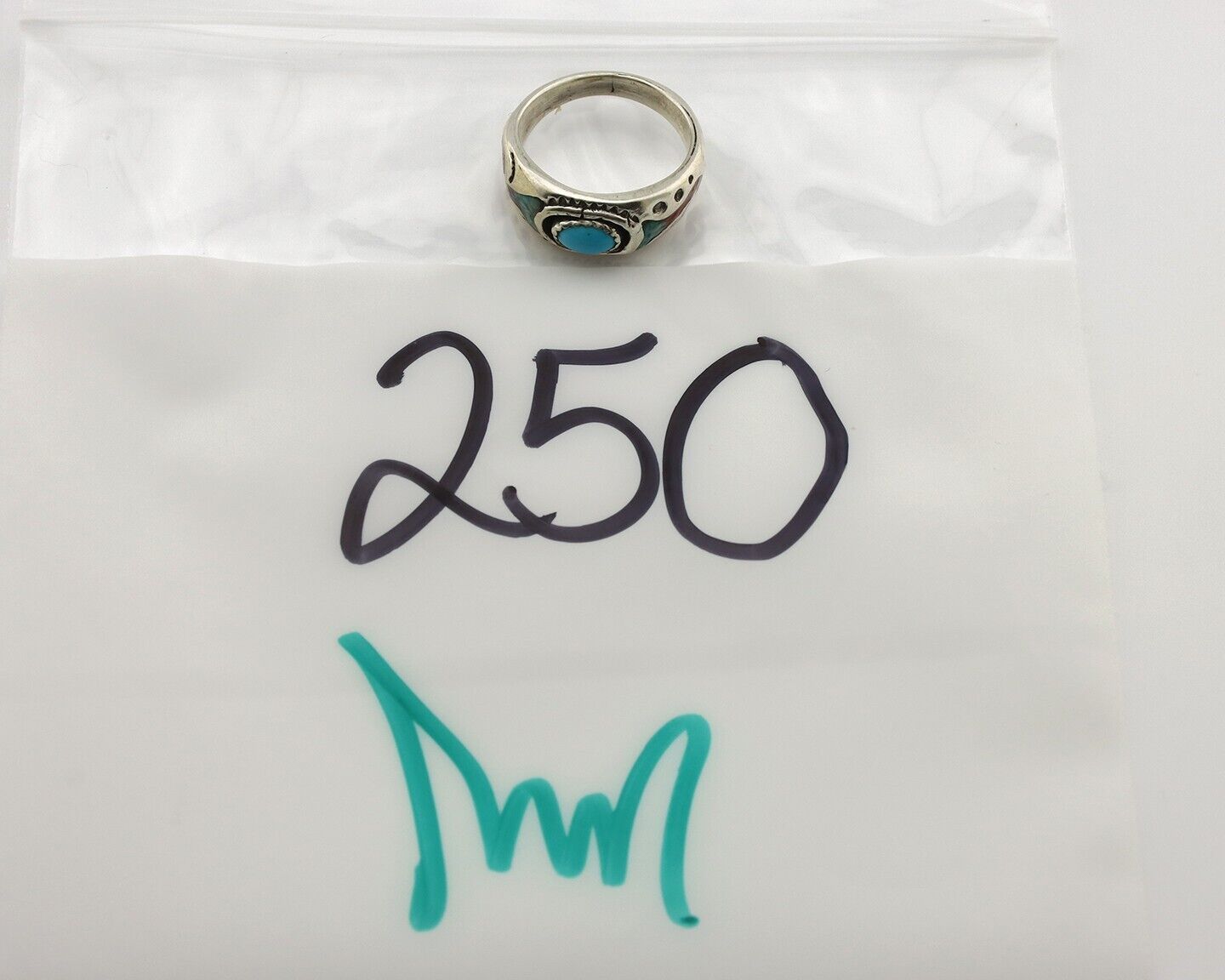 Navajo Handmade Ring 925 Silver Blue Turquoise & Coral Native American C.80's