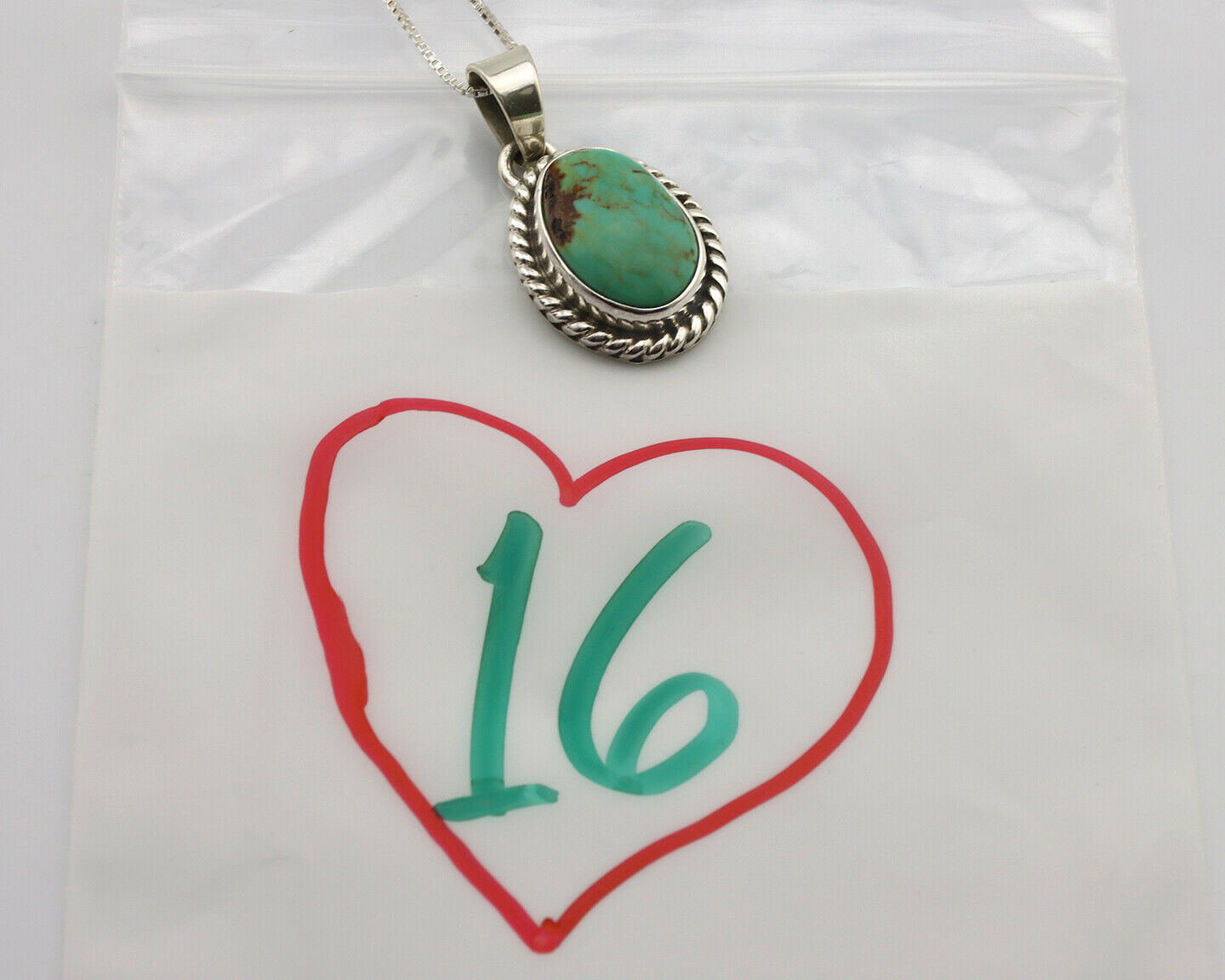 Navajo Necklace .925 Silver Kingman Turquoise Signed Gecko C.80's