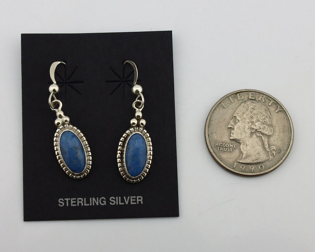 Navajo Earrings 925 Silver Natural Royal Blue Lapis Native American Artist C90s