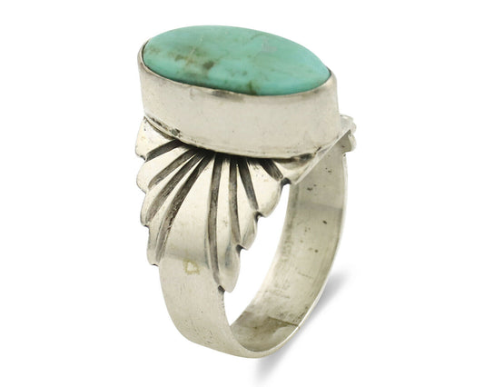 Navajo Ring .925 Silver Kingman Turquoise Artist Signed Apache C.80's