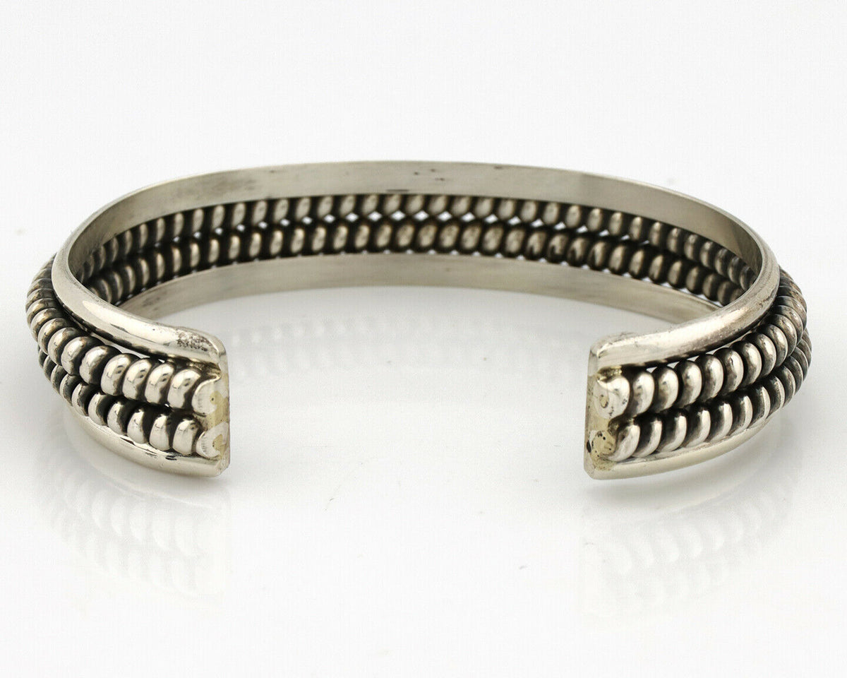 Navajo Handmade Bracelet .925 SOLID Silver Native Artist Signed Tahe Circa 1980s