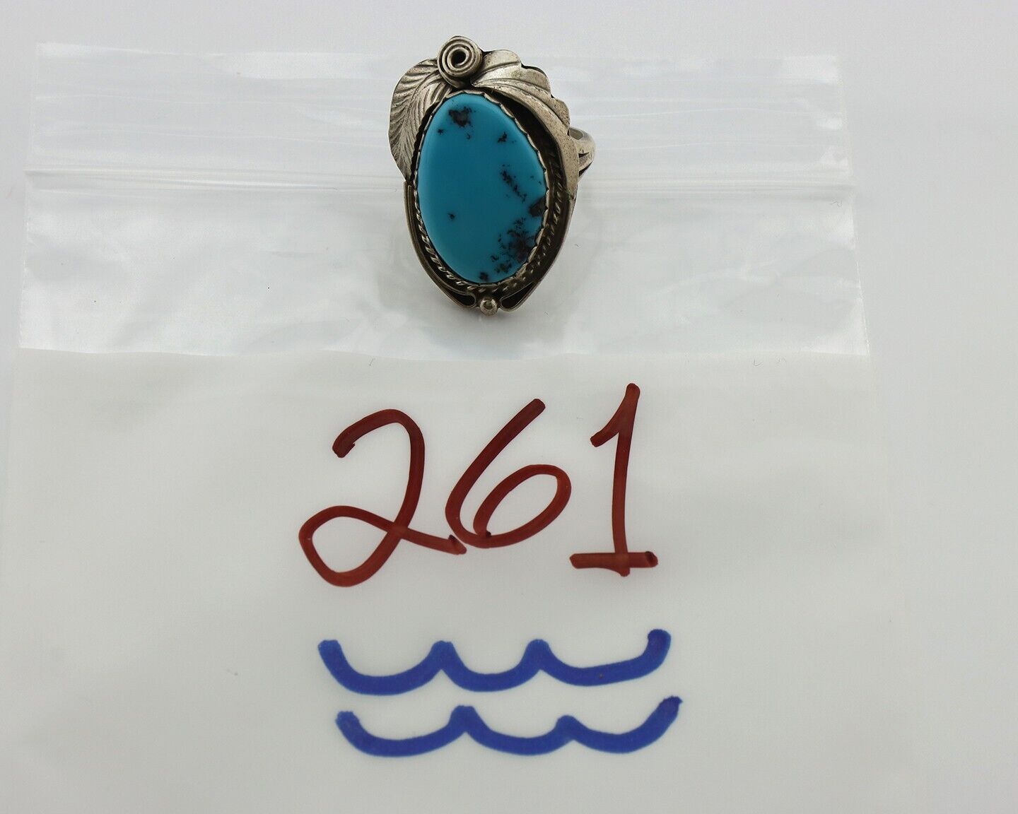 Navajo Ring 925 Silver Natural Blue Turquoise Artist Signed Justin Morris C.80's