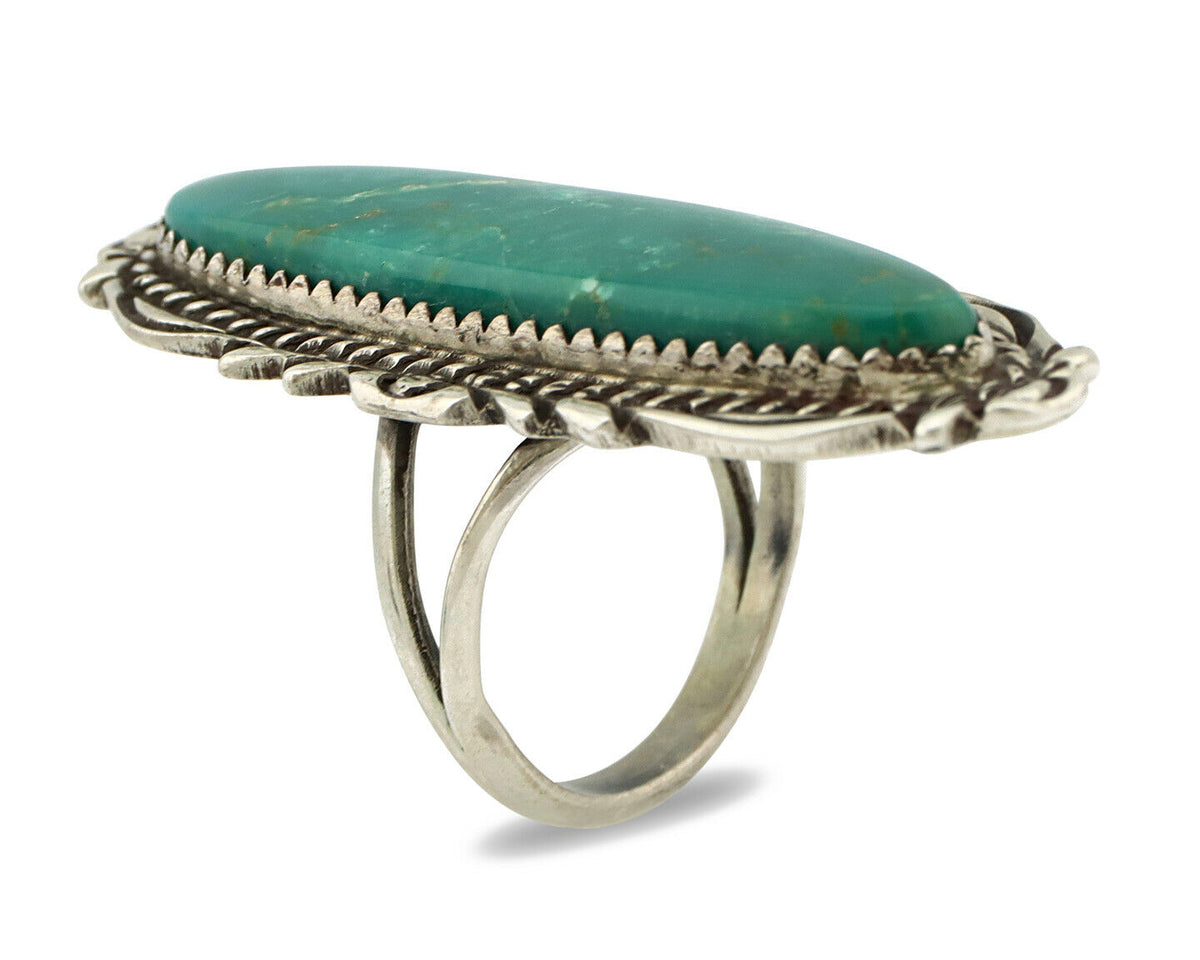 Navajo Ring .925 Silver Green Turquoise Signed Billy Eagle C.80's