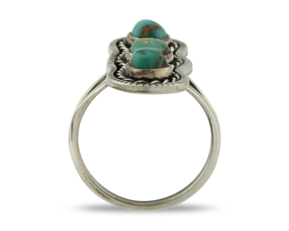 Navajo Ring .925 Silver Natural Blue Turquoise Native American Artist C.80's