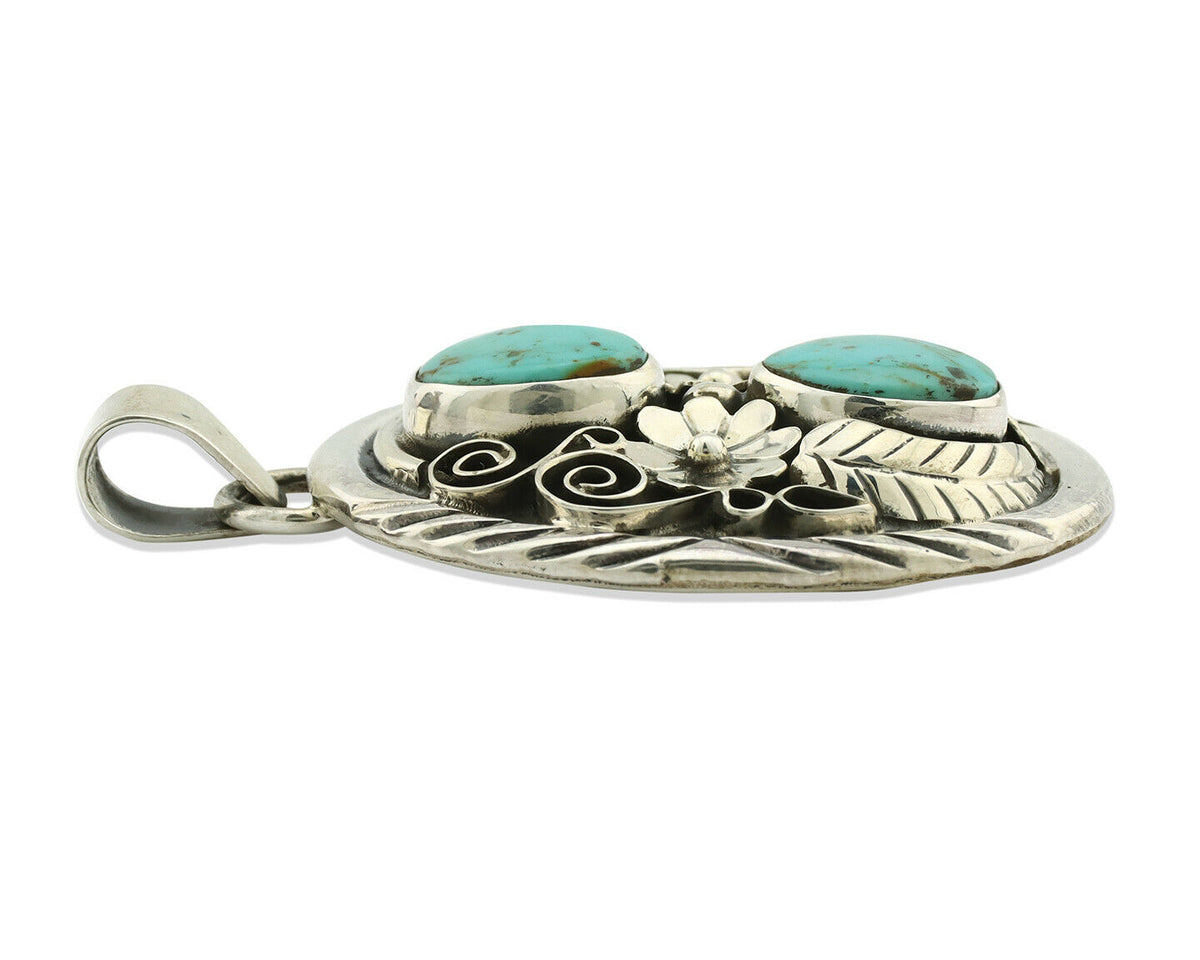 Navajo Necklace .925 Silver Kingman Turquoise Native American C.80's