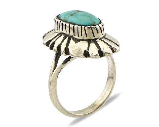 Navajo Ring .925 Silver Arizona Turquoise Signed M Montoya C.80's