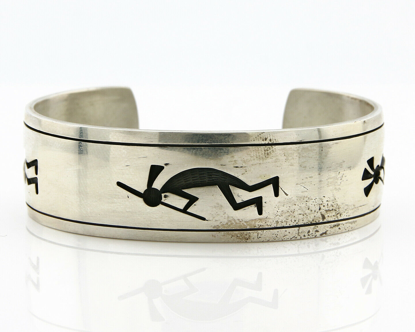 Hopi Bracelet .925 Silver Signed Artist Nathan Fred Jr 1980's