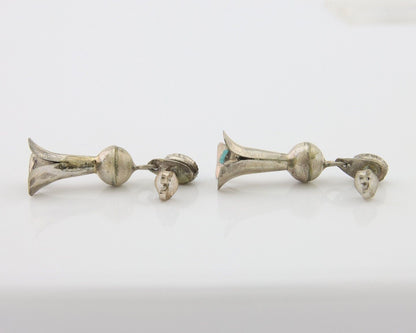 Navajo Dangle Squash Earrings 925 Silver Natural Turquoise Native Artist C.80's