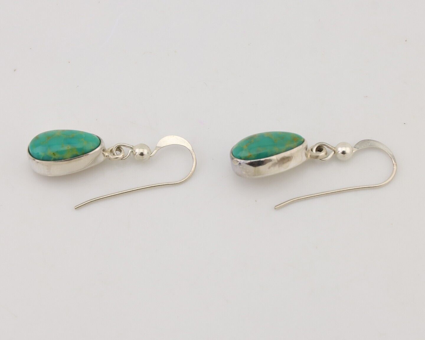 Navajo Dangle Earrings 925 Silver Natural Blue Turquoise Artist Signed M C.80's