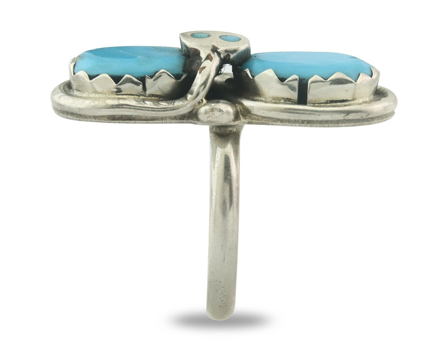 Vintage Zuni Ring 925 Sterling Silver Turquoise Signed Effie Calavasa Size 7.5