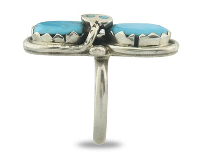 Vintage Zuni Ring 925 Sterling Silver Turquoise Signed Effie Calavasa Size 7.5