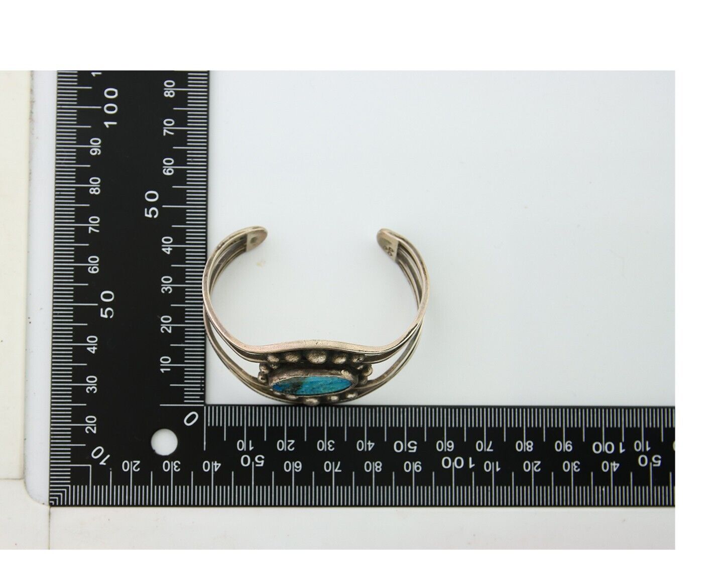 Navajo Bracelet .999 Nickel Turquoise Cuff Artist Signed C.80's