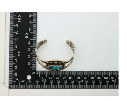 Navajo Bracelet .999 Nickel Turquoise Cuff Artist Signed C.80's