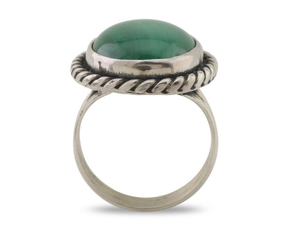 Navajo Ring 925 Silver Natural Malachite Native American Artist Size 8.0 C.80's