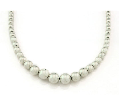 Navajo Bead Necklace 925 Sterling Silver Vintage Graduated 5mm-12mm 24in Long