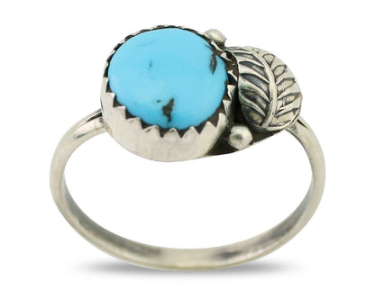 Navajo Ring 925 Silver Sleeping Beauty Turquoise Native American Artist C.80's