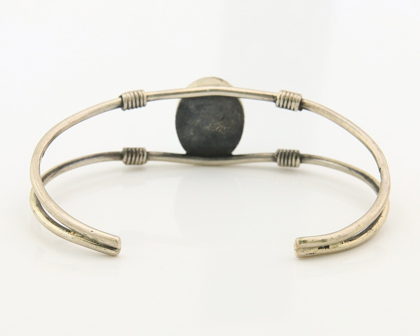 Navajo Cuff Bracelet Sterling Silver Blue Gem Turquoise Native American Artist