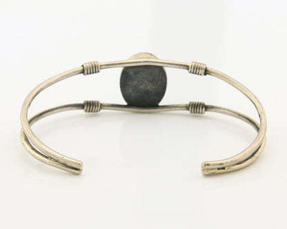 Navajo Cuff Bracelet Sterling Silver Blue Gem Turquoise Native American Artist