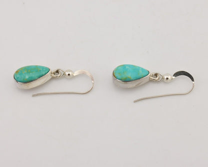 Navajo Dangle Earrings 925 Silver Natural Blue Turquoise Artist Signed M C.80's