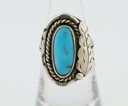 Navajo Handmade Ring 925 Silver Natural Turquoise Signed Jason Livingston C.80's
