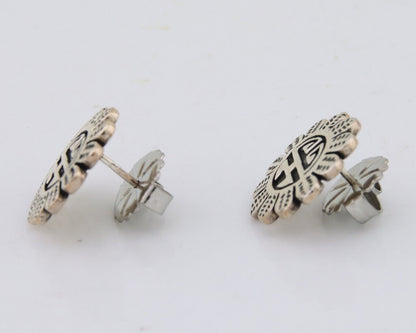 Navajo Tiwa Sun Earrings 925 Silver Native American Artist C.80's