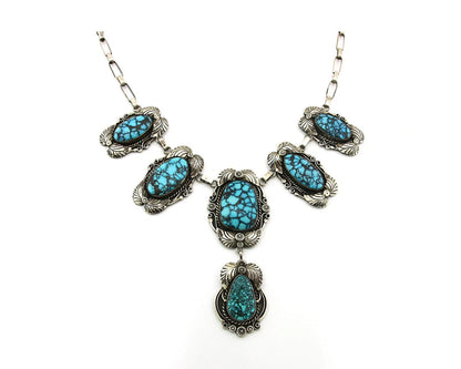 Navajo Necklace Sterling Silver Turquoise Vintage Signed Henrietta Yesele