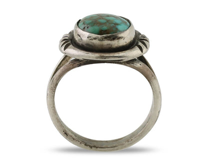 Navajo Ring 925 Silver Spiderweb Turquoise Native American Artist C.80's