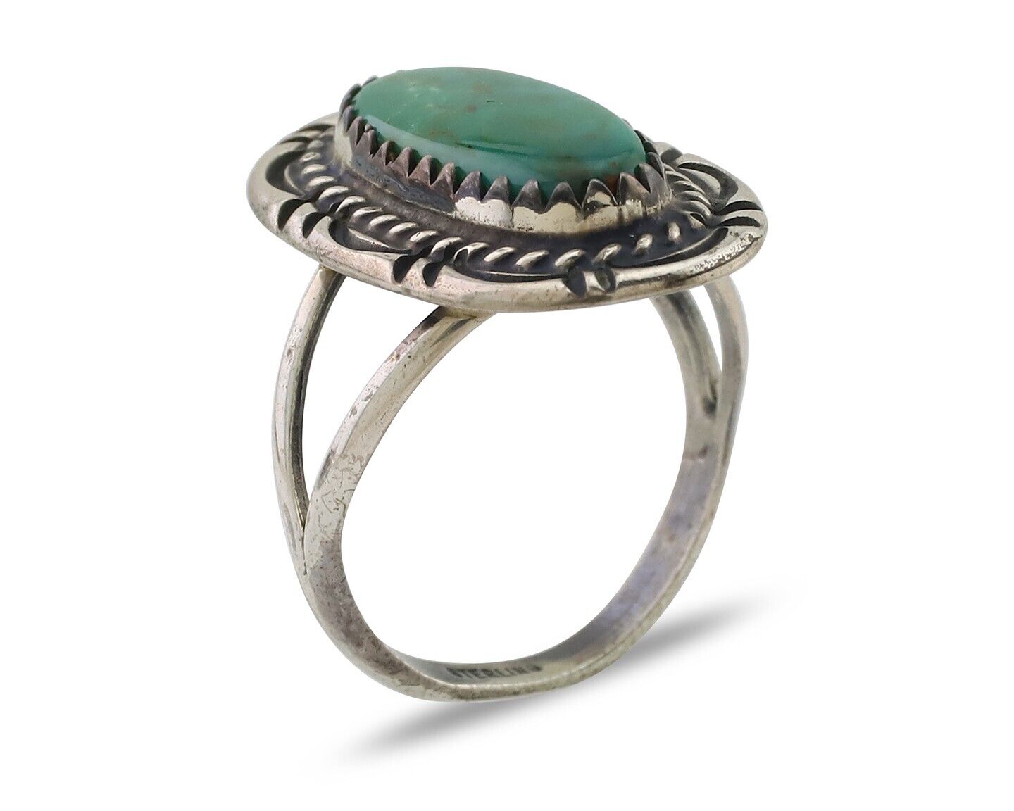 Navajo Handmade Ring 925 Silver Kingman Turquoise Size 5.25 C.80's