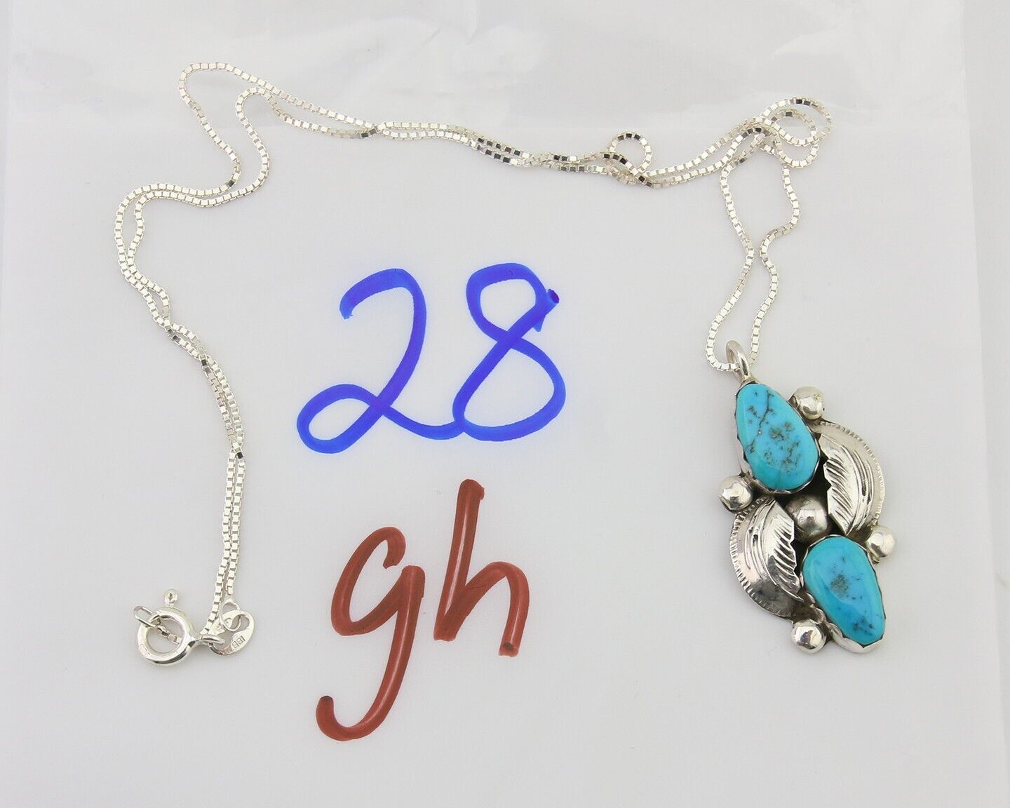 Navajo Turquoise Handmade Necklace 925 Silver Signed Simplicio C.80's