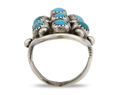 Navajo Ring .925 Silver Natural Blue Turquoise Signed L Henderson C.80's