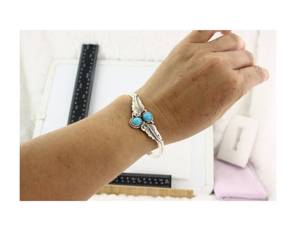 Vintage Navajo Bracelet 925 Silver Turquoise Traditional Handmade Signed SN