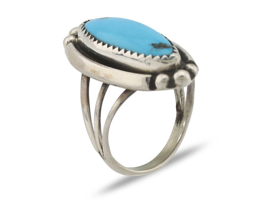 Navajo Ring 925 Silver Sleeping Beauty Turquoise Native American C.80's