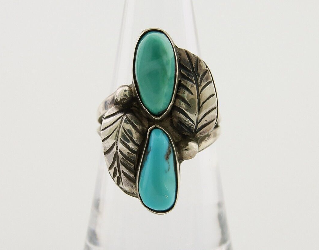Navajo Ring 925 Silver Natural Blue Turquoise Native American Artist C.80's