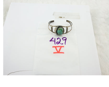 Vintage Navajo Bracelet 925 Silver Turquoise Handmade Authentic Signed 0434