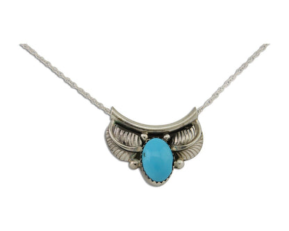 Navajo Turquoise Necklace 925 Silver Signed Eugene Belone C.80's