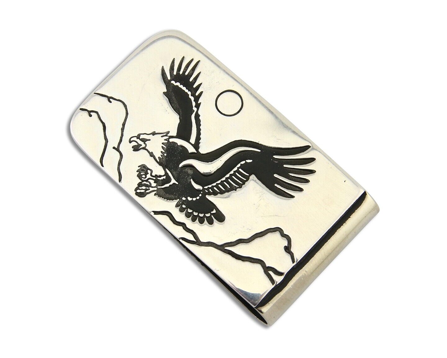 Navajo Eagle Money Clip .925 Silver & .999 Nickle Native American Artist C.80's