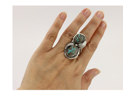 Zuni Ring .925 Silver Natural Blue Turquoise Artist Signed Platoro FNE C.80's