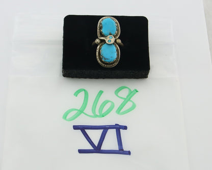 Vintage Zuni Ring 925 Sterling Silver Turquoise Signed Effie C Size 6.75