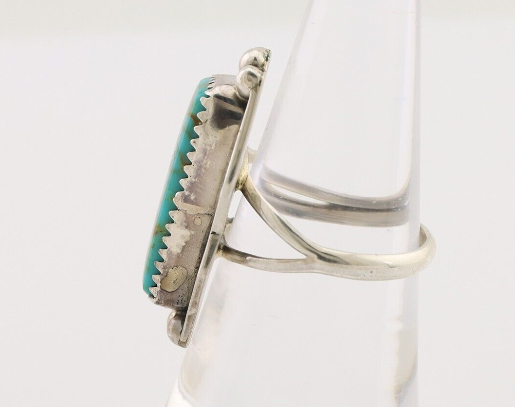 Navajo Ring 925 Silver Natural Blue Turquoise Artist Signed Doug Zachary C.80's