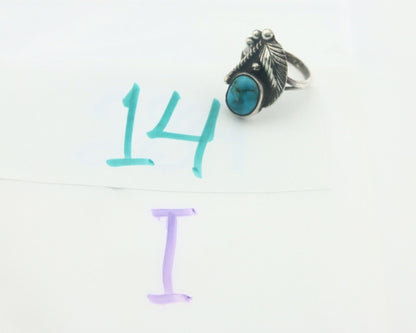 Navajo Ring 925 Sterling Turquoise Handmade Native Artist C.80's Size 6.5