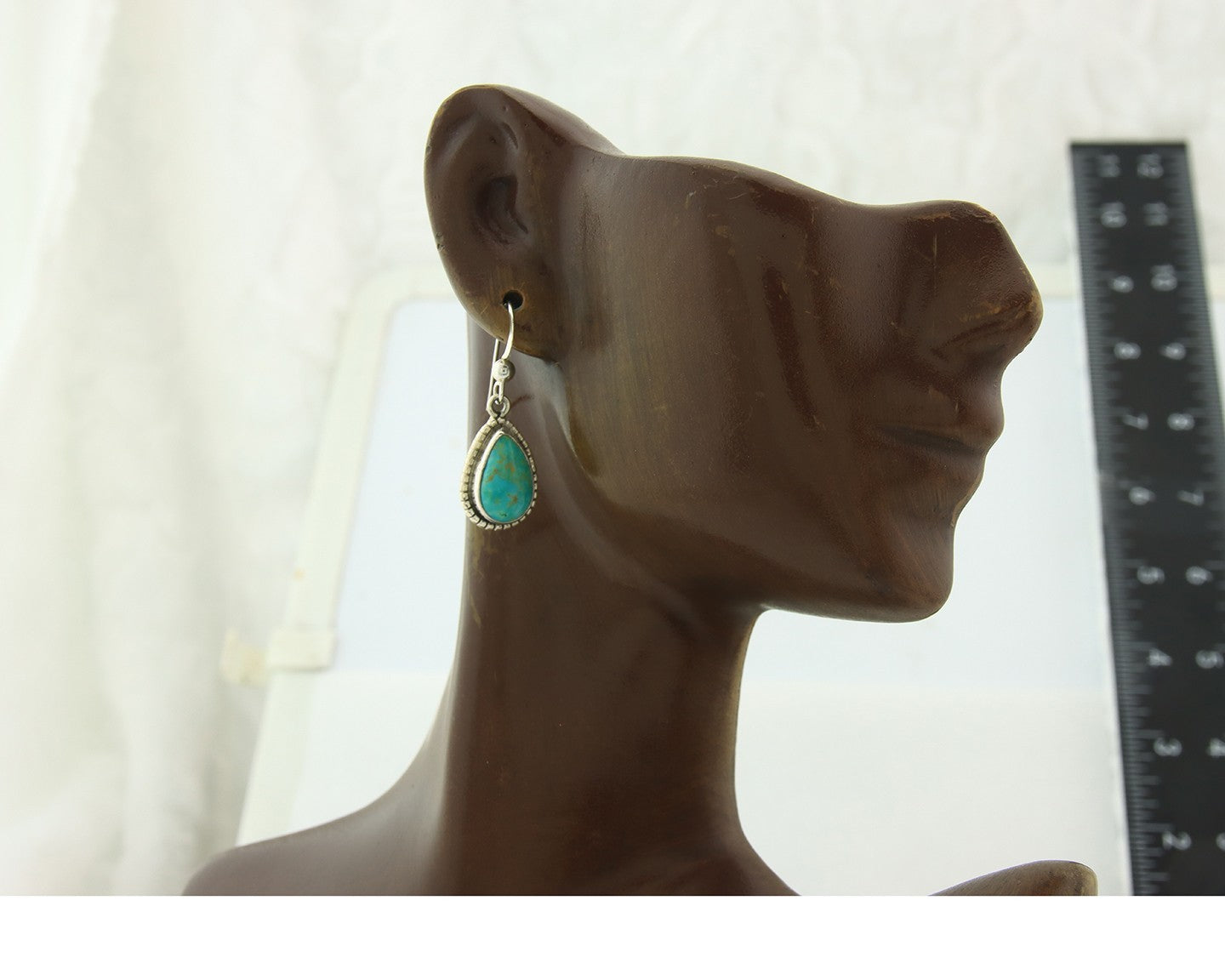 Navajo Earrings Sterling Silver Natural Turquoise Vintage Signed M