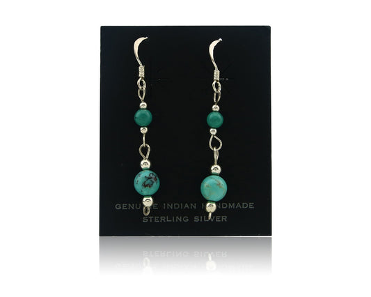 Navajo Earrings Sterling Silver Turquoise Vintage Dangle Handmade