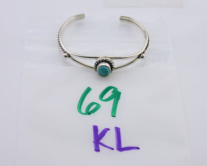 Navajo Bracelet 925 Silver Natural Turquoise Artist Signed Gecko C.80's