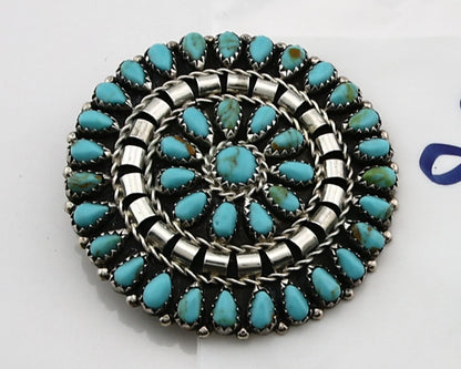 Navajo Concho Pin Pendant Natural Blue Turquoise Vintage Handmade Signed MB