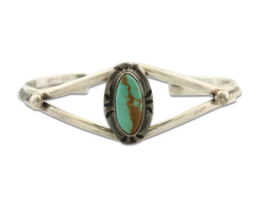 Vintage Navajo Bracelet 925 Silver Turquoise Tranditional Handmade Signed Gecko