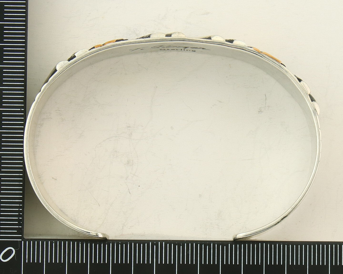 Navajo Bracelet Gold & 925 Silver Handmade 16 mm Wide Signed Thomas Singer C80s