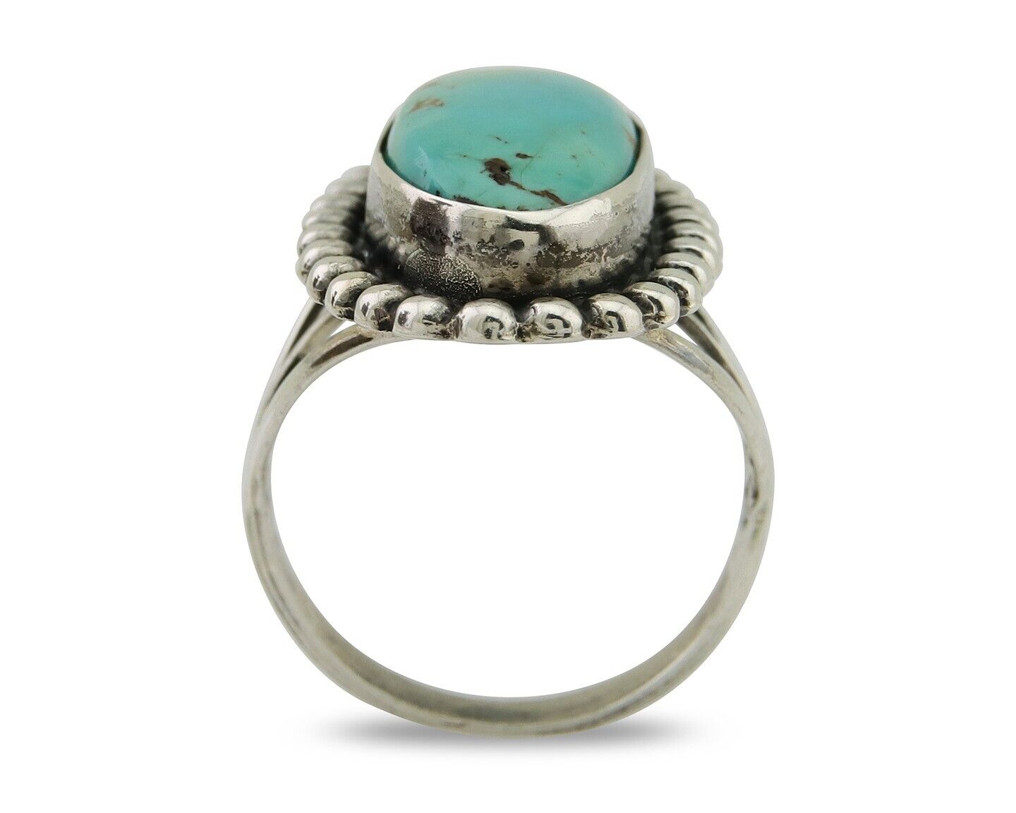 Navajo Shield Ring 925 Silver Arizona Turquoise Native Artist C.80's