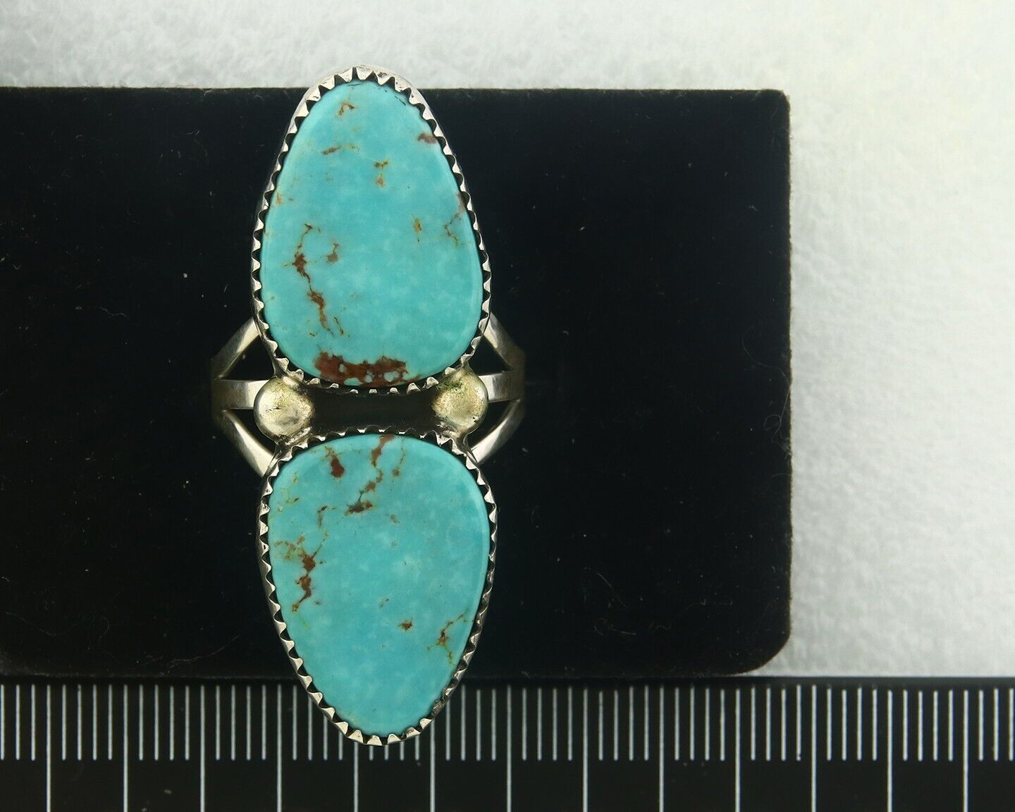 Navajo Ring 925 Sterling Natural Blue Turquoise Signed Begay C.80's