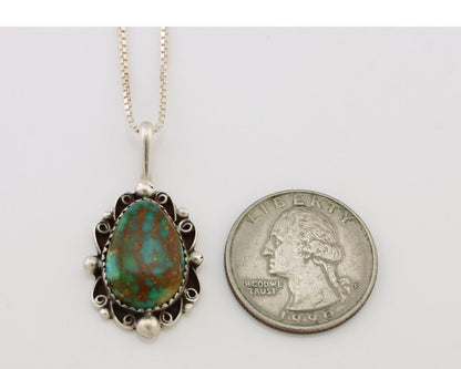 Navajo Necklace Pendant 925 Silver Turquoise Signed Billy Eagle C.80's