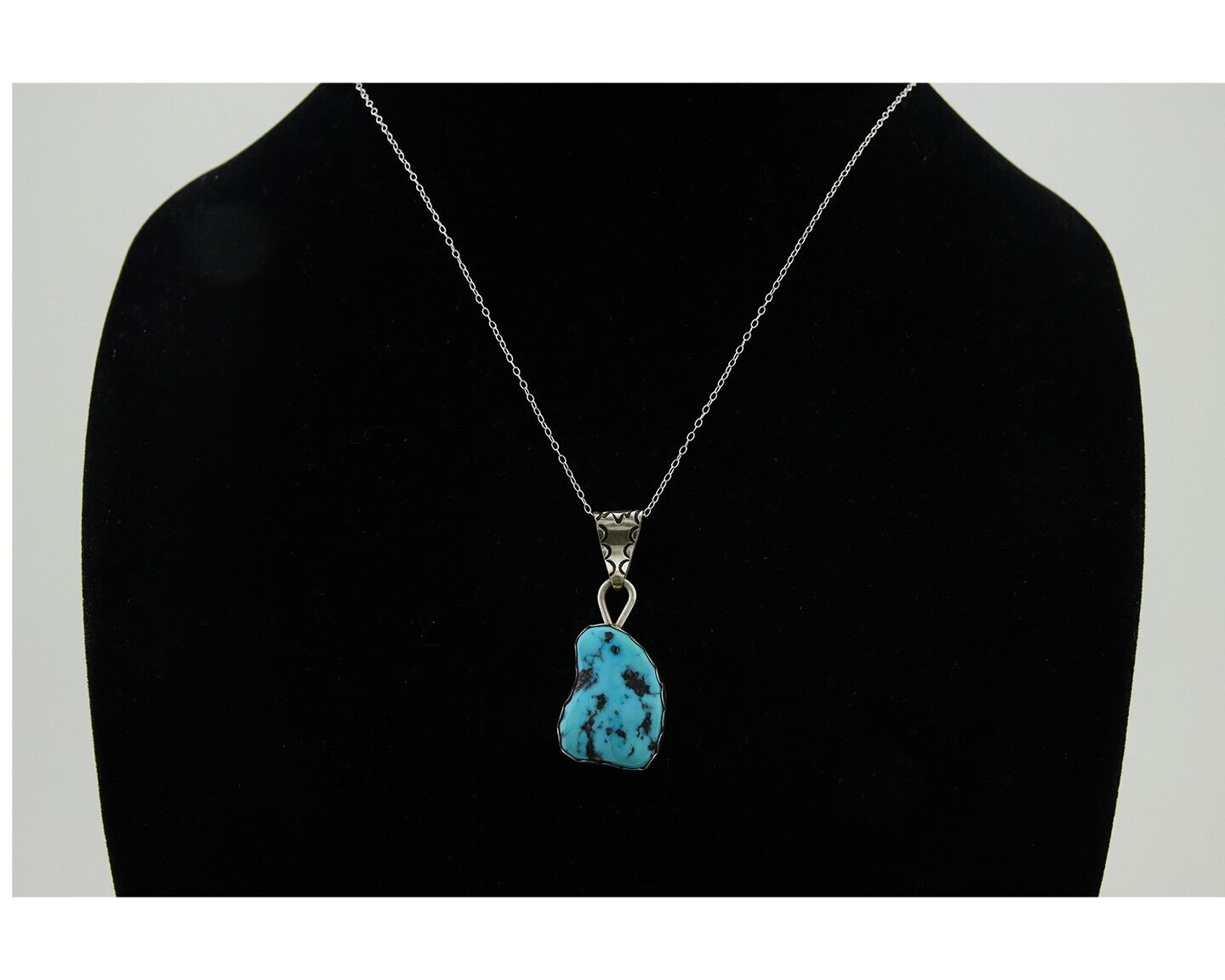 Navajo Necklace 925 Silver Blue Turquoise Artist Signed Tony Guerro C.80's